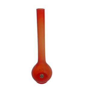 Vintage Lefton's Glass Works Handblown Red Bud Flower Vase 9 Inches